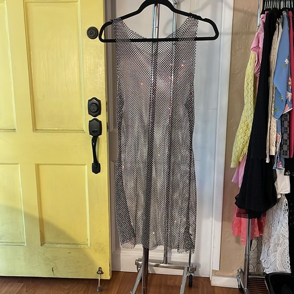 Black fishnet rhinestone mini dress - Picture 4 of 4